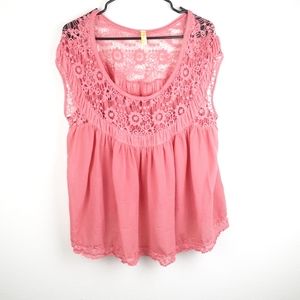 Free People Coral top crochet lace design large
